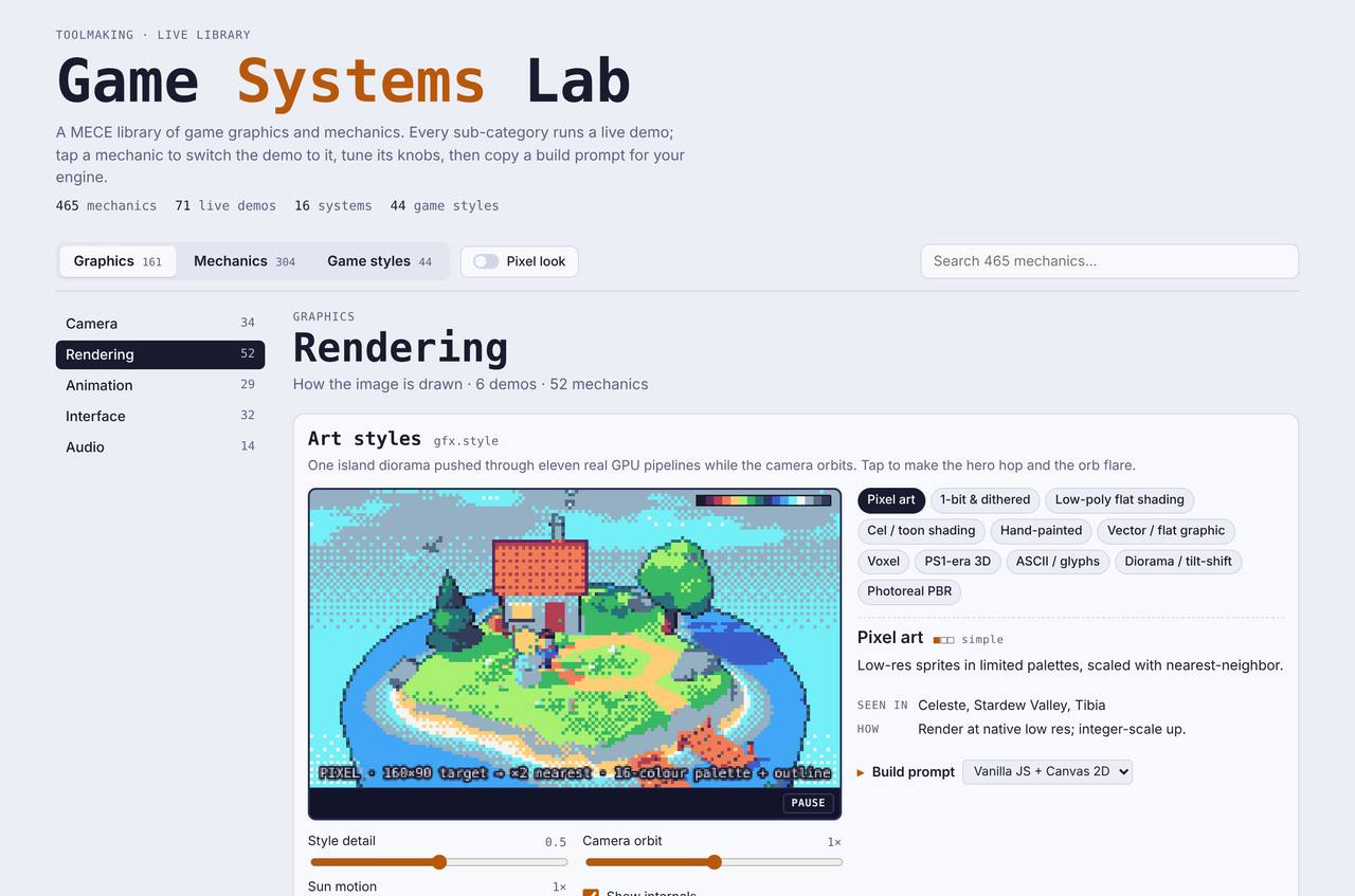 Game Systems Lab showing interactive graphics studies